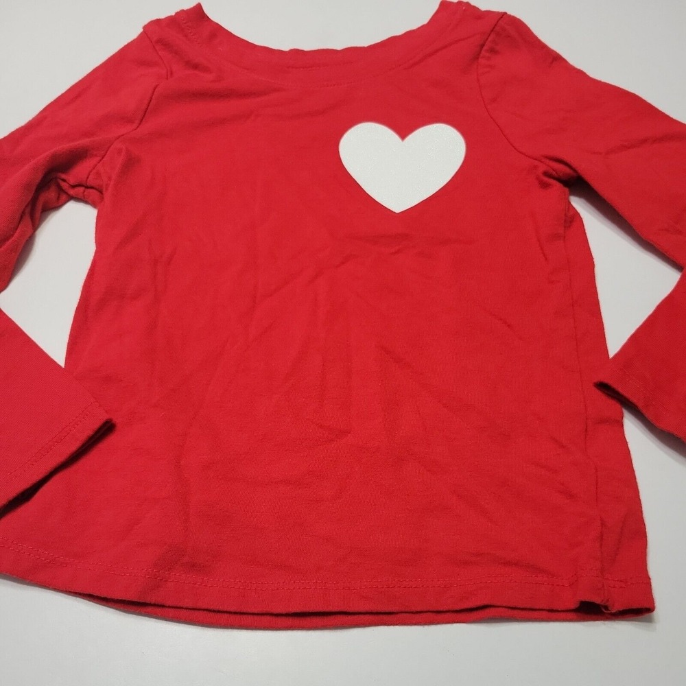 Cat & Jack Girls 3T Valentines Day Graphic Tee Shirt Crew Neck Long Neck Heart